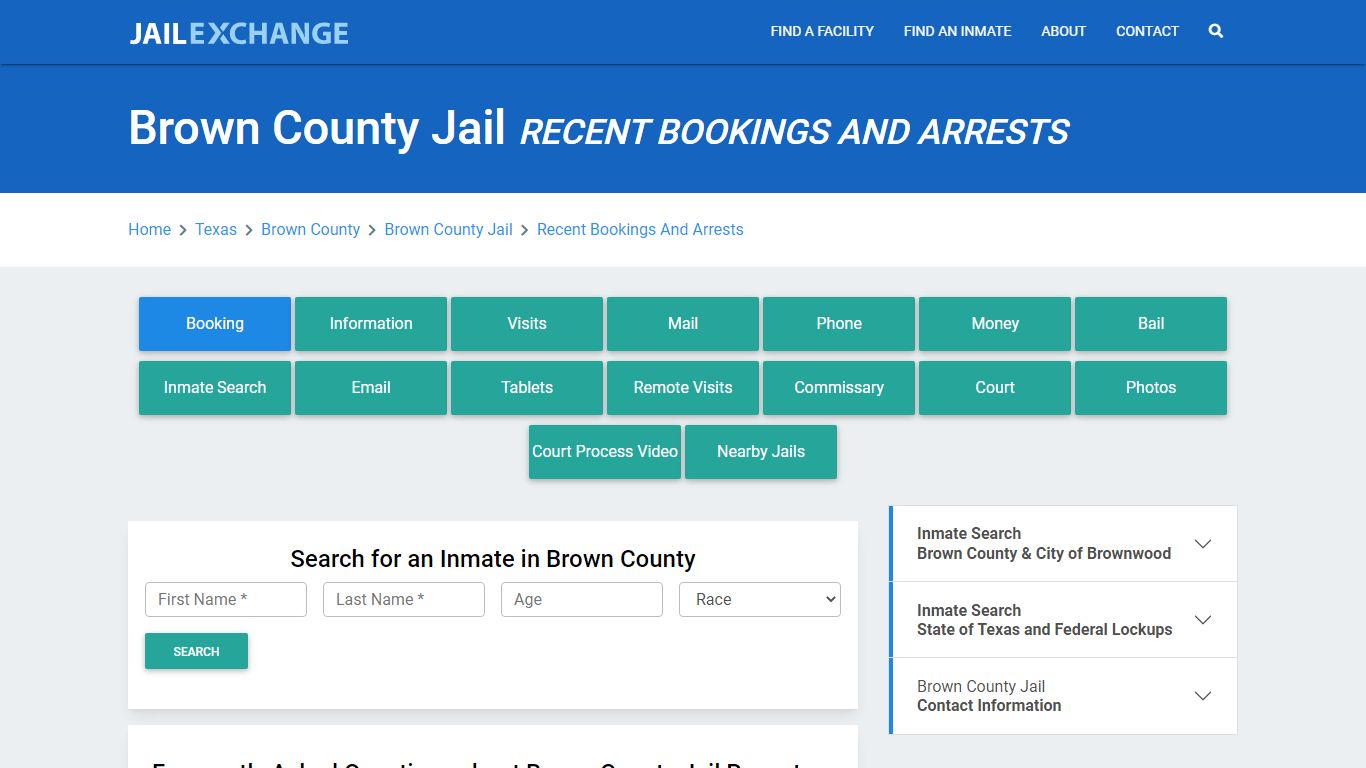 Brown County Jail TX Recent Arrests and Bookings - Jail Exchange